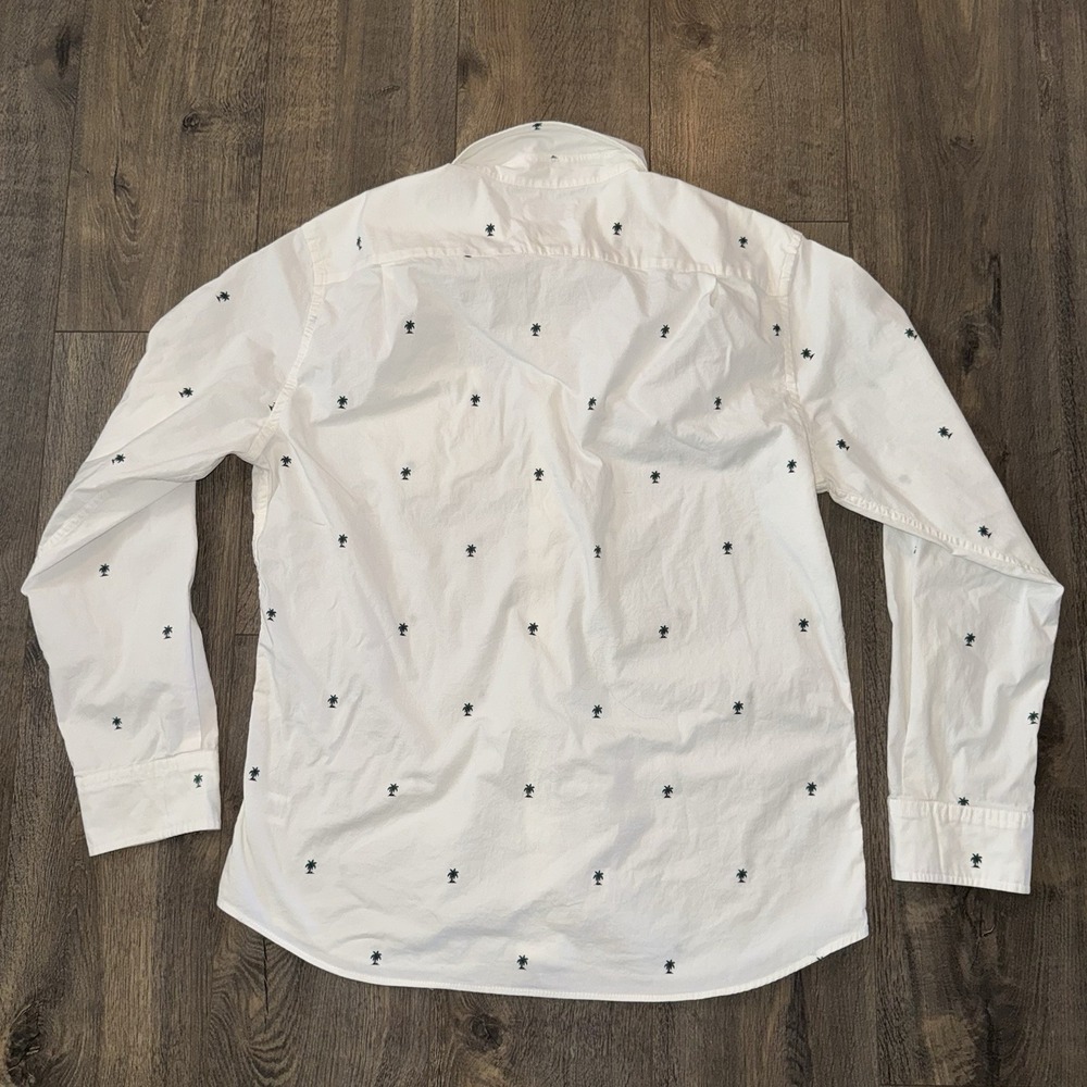 Sonoma Men's L Button Down Cotton Shirt Palm Tree Island Resort Outdoor White - Picture 6 of 11